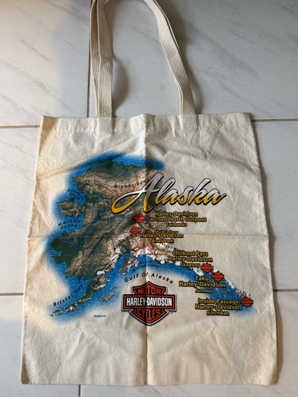 Harley-Davidson : (Alaska) Canvas Tote Bag - Cream - Never Been Used